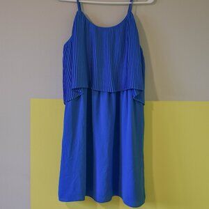 Mossimo Blue Pleated Layered Dress - Medium
